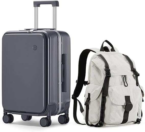 mixi 20 Inch Carry On Luggage with Cup Holder and 18 Inch Travel Backpack as a set