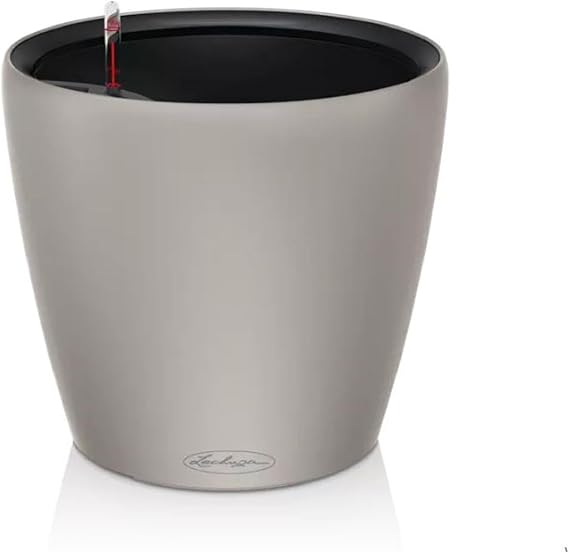 Lechuza Classico Color LS 43 Sand Brown, Self-Watering Round Planter, D16.9 H15.4 in