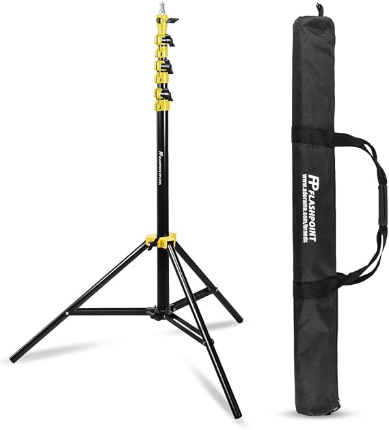 Flashpoint Color Coded Pro Air Cushioned Heavy Duty Light Stand for Photography, This Portable Photography Light Stand Tripod is Lightweight and Durable (V2) (Yellow, 9.5')