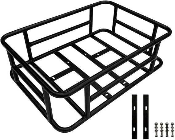 Heybike Electric Bike Front Basket & Rear Basket, Large-Capacity Removable Cargo Rack, Heavy-Duty Metal E-Bike Basket for Adult Ebikes, Groceries, Pets, Shopping, Camping & Commuting