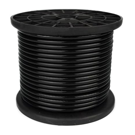 100FT Black Vinyl Coated Wire Rope, String Lights Hanging Kit,Black Cable Railing Kit, DIY Balustrades,1/8Inch (3 mm) Overmolded to 3/16 Inch(5mm)