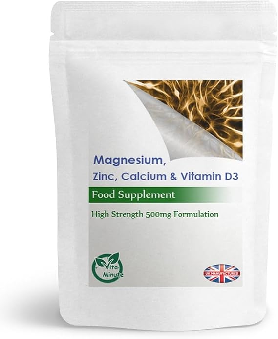Calcium, Magnesium, Zinc & Vitamin D3 Tablets, Essential Minerals (Pack of 120)