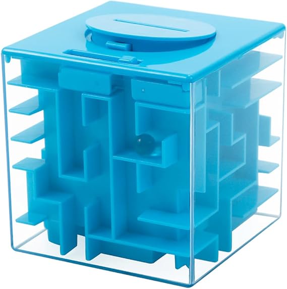 Money Maze Puzzle Box for Kids and Adults, Perfect Money Holder Maze Puzzle Gift Box (Blue)