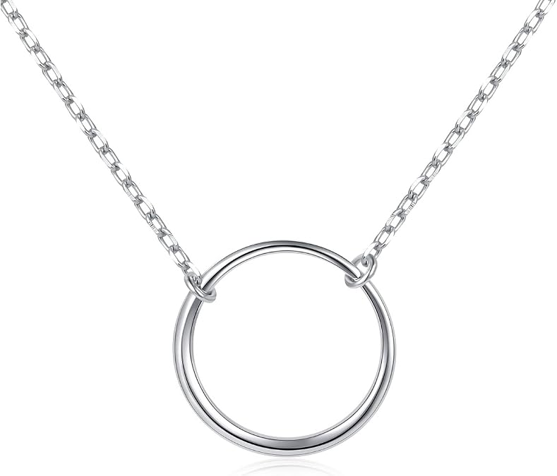 Ladytree 925 Sterling Silver Circle Necklace for Women