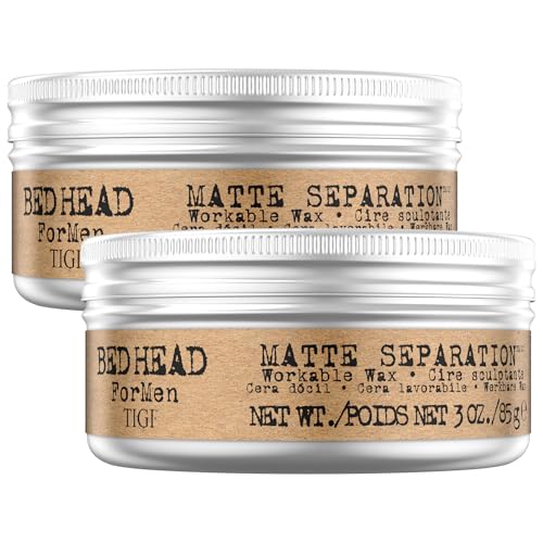 TIGI Bed Head Hair Wax for Men, Matte Separation 2-Pack Workable Strong Hold, Anti-Humidity, Travel-Friendly Hair Products for Men, 3 Oz Ea