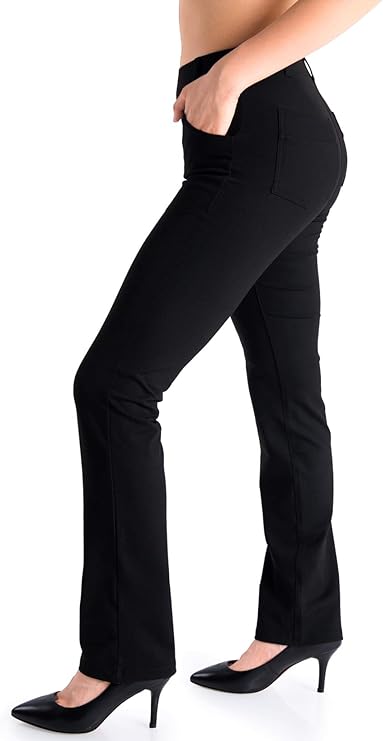 Yogipace Women's Straight Leg Yoga Dress Pants for Work, 27"37" Inseams | Wrinkle-Resistant Stretch Work Pants with Pockets, Petite/Regular/Tall, Belt Loops, Pull-On, Office, Business Casual, Travel