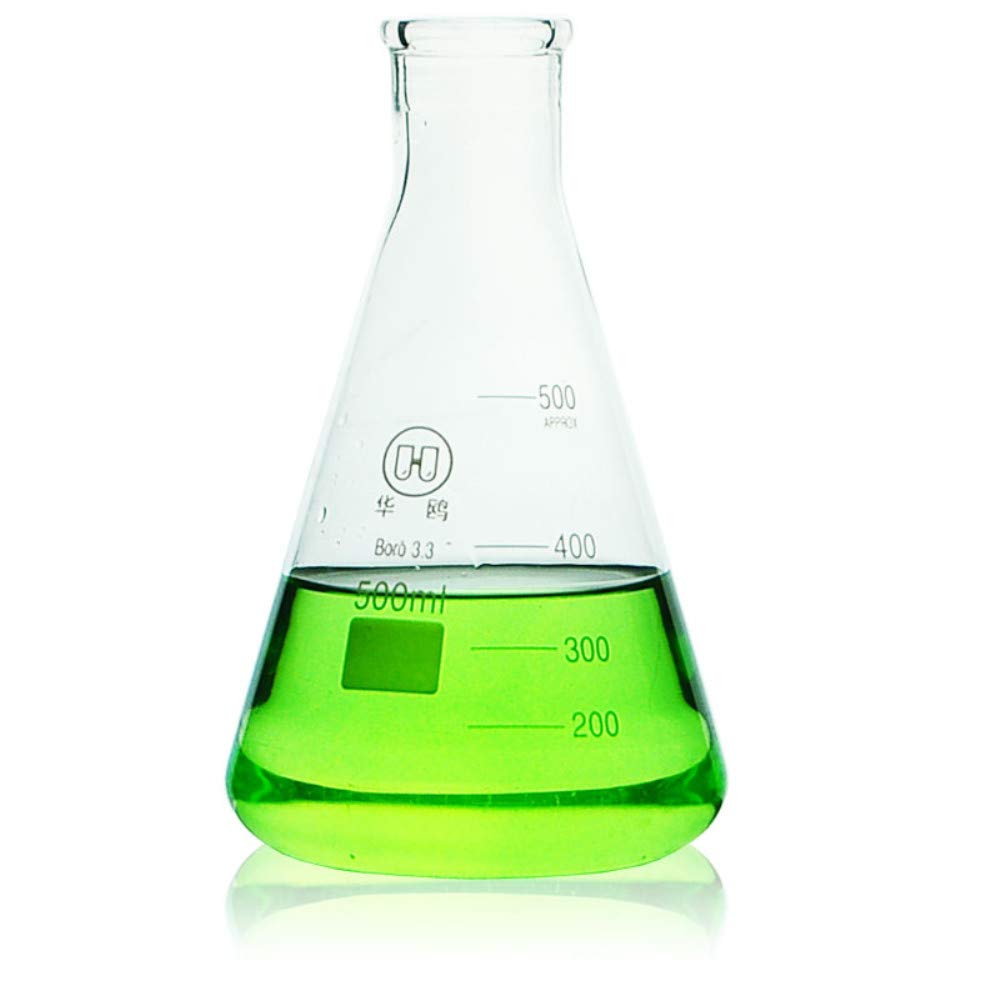 500ml,Lab Glass Erlenmeyer Flask,Laboratory Conical Bottle,Normal Neck,Narrow Mouth