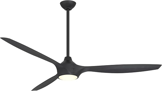 MINKA-AIRE F762L-CL/SSB Pierce 65" 3-Blade LED Smart Ceiling Fan - Coal and Shou Sugi Ban Finish Blades with Etched Lens