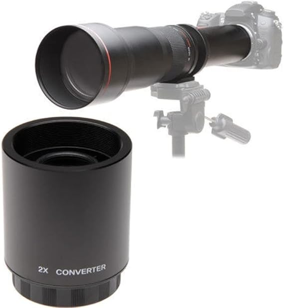 JINTU 2X Converter Lens Teleconverter for SLR & Digital Lenses with T Mount Lens