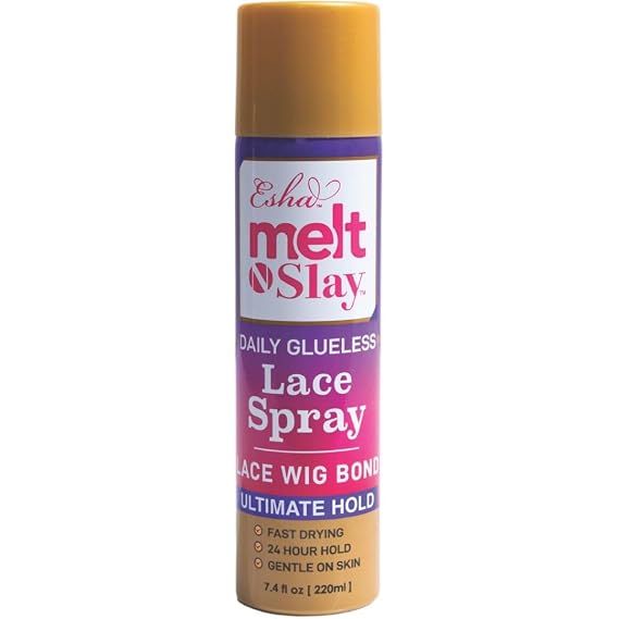 Esha MELT N SLAY Glueless Lace Spray - Ultimate Hold, Sweat & Water Resistant, Long-Lasting Secure Grip for Lace Wigs, Invisible Matte Finish & Edge Protection (220ML)
