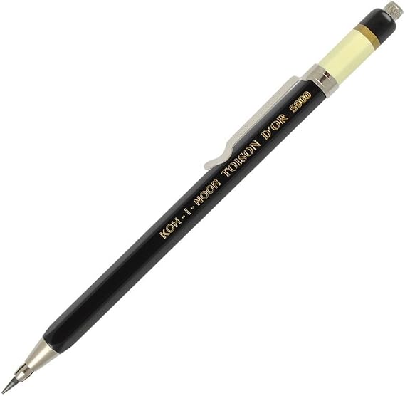 KOH-I-NOOR Toison D'or 5900CL ALL Metal Lead Holders with Sharpener, with Clip, 2 pencils.