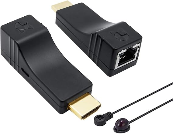 DDMALL HDMI Extender Up to 196ft/60m, 1080P@60Hz Full HD HDMI Extender Over CAT5e/CAT6/CAT7 Cable, with IR Control Direct 1 to 1 Extender, HDCP, POC, EDID, HDMI Transmitter and Receiver (HE-15IR)