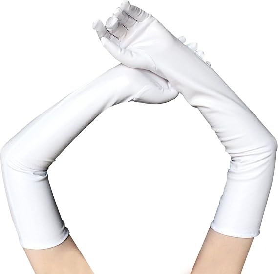 1 Pair Women Long Glove,Patent Leather Gloves,Glossy Finger Gloves for Cosplay Opera Dance Evening Party Costume