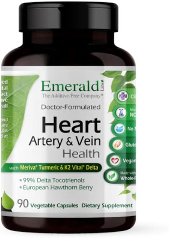 Emerald Labs Heart, Artery & Vein Health - With Hawthorn Berry and Meriva Curcuminoids - 90 Vegetable Capsules