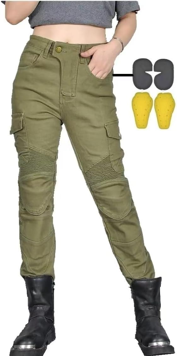 Women Moto Jeans Motorcycle Pants Motorbike Biker Trousers