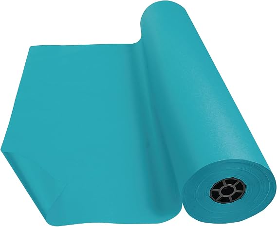 Colorations Arts and Crafts Paper Roll, 36" x 1000', Aqua, Dual Surface, Markers, Wall Art, Bulletin Board Paper, Kids Crafts
