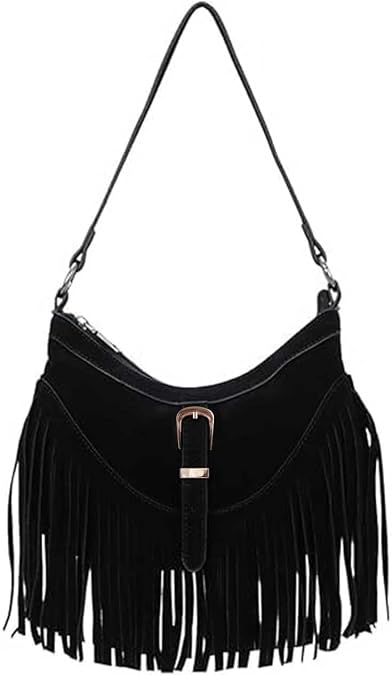 Amzufs Western Purses For Women,Small Fringe Crossbody Bag With Wrist Strap Mini Hipppie Shoulder Bag With Tassel