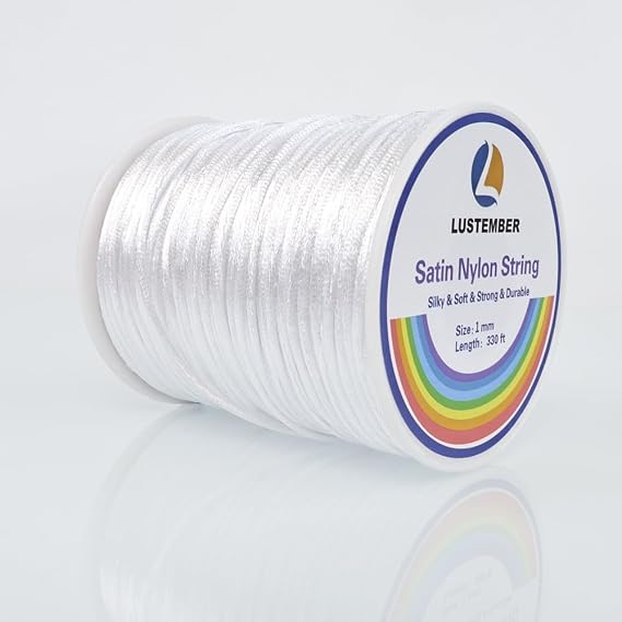 0.8mm Nylon String, 1 mm Silky Smooth Durable Satin Nylon Cord for Jewelry Making, Bracelets, Beading, Necklaces, Rattail Braiding, Kumihimo, Wind Chimes, Blinds and Handicrafts