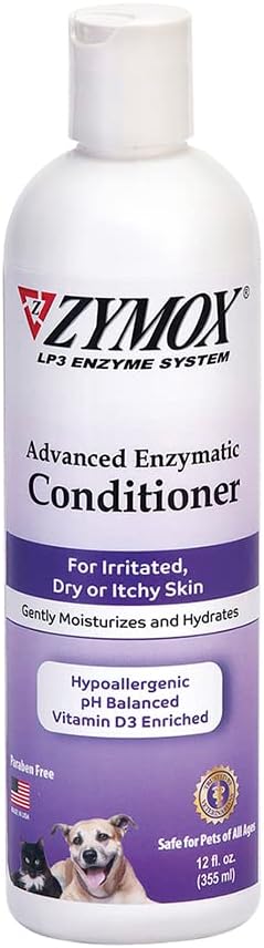 ZYMOX Advanced Enzymatic Leave-On Conditioner, 12oz. for Pets & Animals of All Ages: Conditions, Detangles, Soothes, Moisturizers Skin & Coat