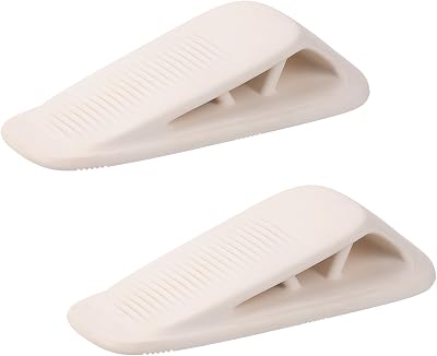 Fursafe&Q Rubber Door Stoppers for Bottom of Door, Door Stop Wedge with Holder, Heavy Duty Doorstops 2 Pack, Wall Protector for Home & Office & School & Commercial Doorstop Keep Open Stack White