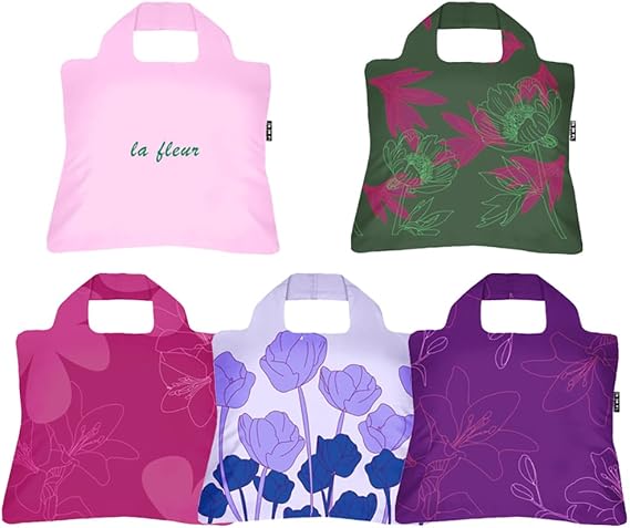 Envirosax Reusable Grocery Bags- Set of 5 La Fleur Flower Designs