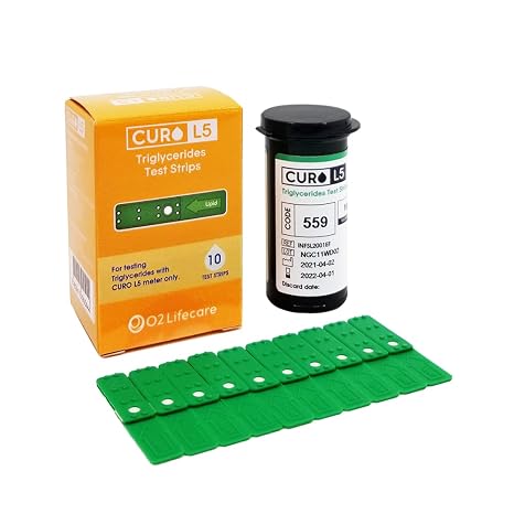 Fast and Accurate Blood TRIGLYCERIDES Test Strips - Easy Capillary Action, Near Lab-Quality Results, for Home Use, 10 Count