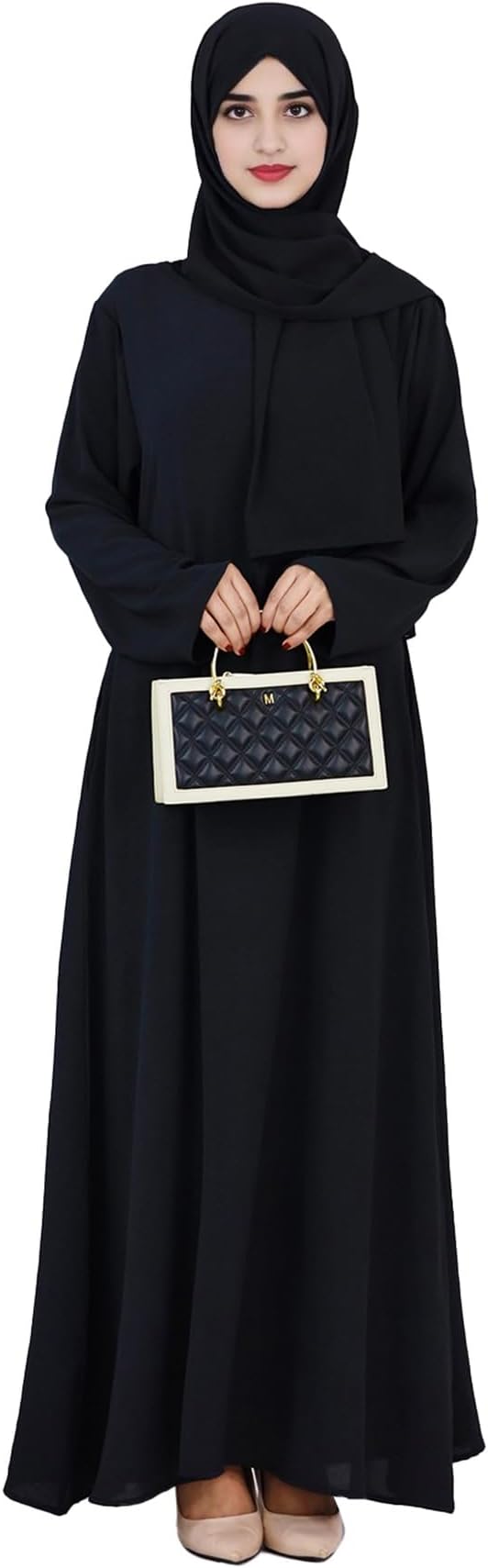Women Abaya Muslim Dress Long Sleeve Modest Prayer Maxi Kaftan Islamic Clothes with Pockets