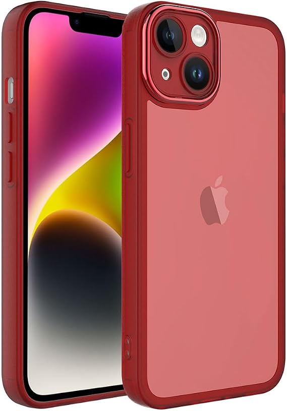 Spia Apple iPhone 14 Plus ile uyumlu Kılıf Kırmızı Primula Kamera Korumalı Kapak Koruyucu Tasarım (Apple iPhone 14 Plus, Kırmızı)