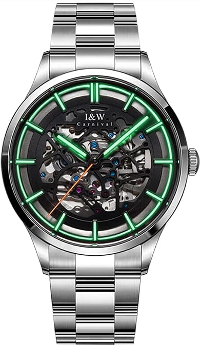 Automatic Watch for Men Black Skeleton Mechanical Watch
