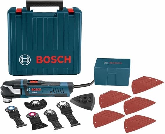 BOSCH GOP40-30C StarlockPlus Oscillating Multi-Tool Kit (32 Accessories & Case) - 4.0 Amp Motor, 20,000 Oscillations per Minute, Variable-Speed Dial - For Flush Cuts, Sanding, and Grinding