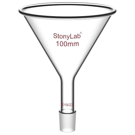 stonylab Glass Short Stem Powder Funnel, with 100 mm Top Outer Dimension and 19/22 Inner Joint Filter Funnel, for Laboratory Use