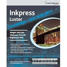 Luster Premium Single Sided Bright Resin Coated Photograde Inkjet Paper, 10.4mil., 240gsm., 11x14", 100 Sheets