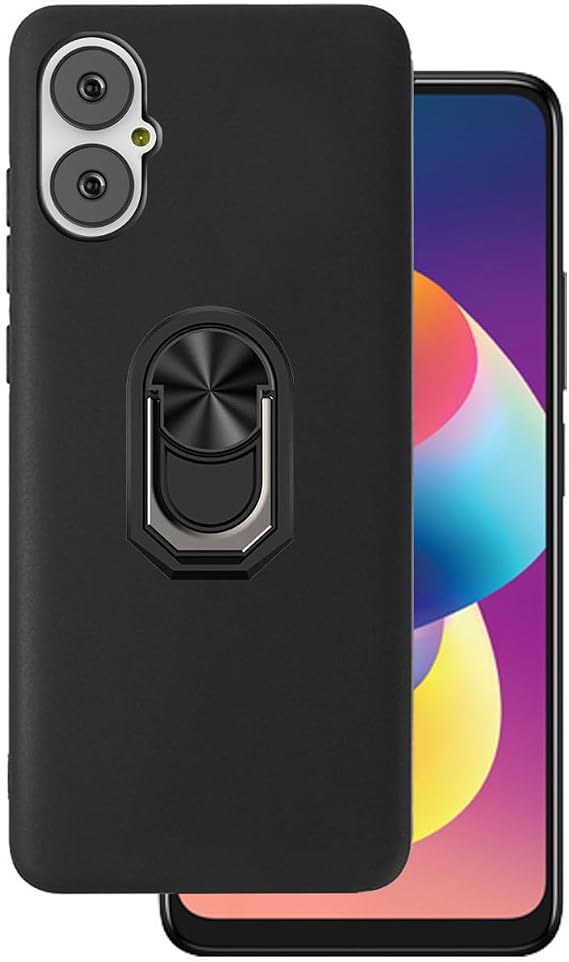 for Nuu A15 Case Compatible for Nuu Mobile A15 Phone Case Cover 360 Ring Shockproof Soft TPU Rubber Slim with Kickstand [Magnetic Car Mount] -Black
