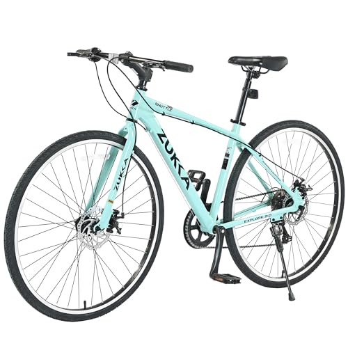 ZUKKA 700C Road Bike for Adult 7 Speed Road Bike Hybrid Road Bicycle Aluminum FrameDual-Disc BrakesMultiple Colors