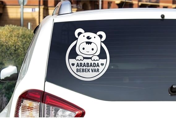 Sticker Usta Hediyene Bak Arabada Bebek Var Araba, Motorsiklet, Kask, Laptop, Cam Sticker Beyaz 15x12 Cm