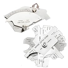 Weld Gauge Set Stainless Steel 0-60mm Cam Type Gauge and 3.2mm-25.4mm 1/8''-1'' Weld Fillet Gauge with Bag Imperial Metric Measurement Welding Gauge