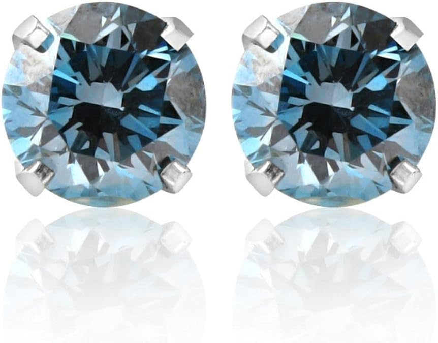 Pompeii 3/4Ct Blue Diamond Studs in 14k White Gold Lab Grown (Blue,VS1-VS2)