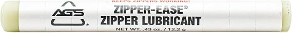 Zipper-Ease Lubricant Stick by AGS Fix Stuck Zippers Instantly | Works on Metal, Plastic & Nylon Zippers | Stainless Wax Formula | Travel-Size 0.43 oz Stick for Jackets, Backpacks, Tents & Luggage