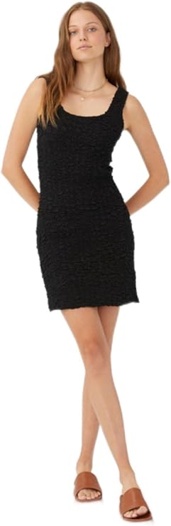 COTTON ON Womens Black Smocked Unlined Pullover Sleeveless Scoop Neck Short Body Con Dress L