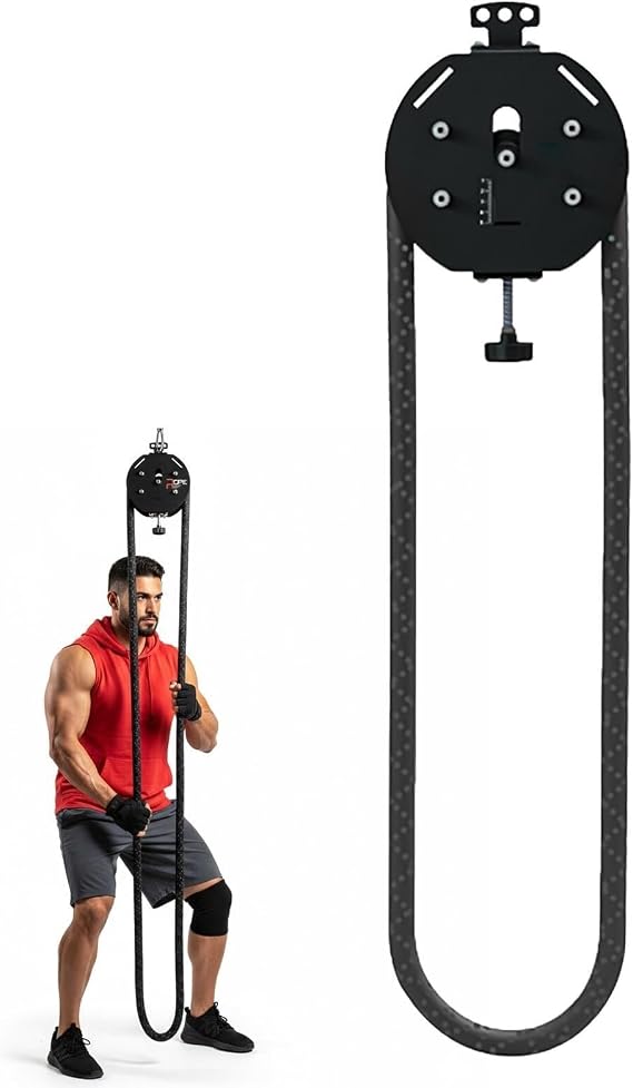 Endless Rope Trainer Resistance Pulley Cable Machine with 158" Premium Nylon Rope Adjustable Resistance for Grip Arm Full-Body Fitness Training