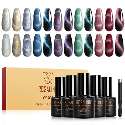 ROSALIND 30pcs Gel Nail Polish Set12 PCS Cat Eye Gel Nail Polish Set with Magnet