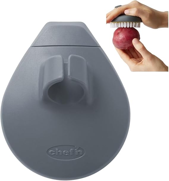 Chef'n Vegetable Brush, Plastic Nylon, Marble Gray, 3.5" x 3" x 1.5"