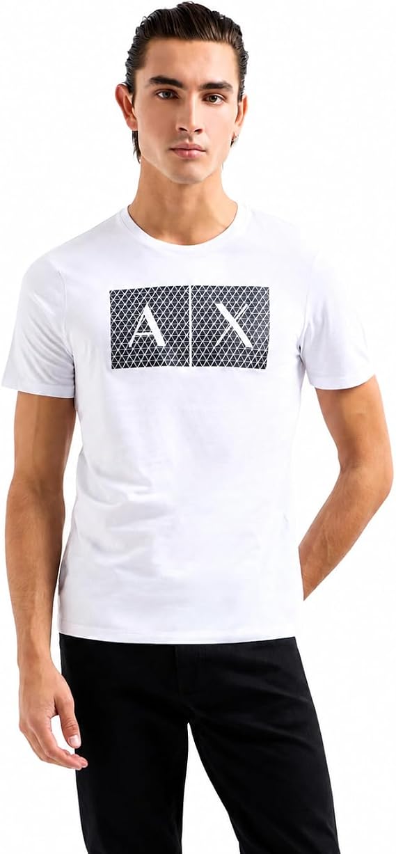 Armani Exchange Men's Rectangular Box Armani Exchange Logo T-Shirt (Pack of 1)