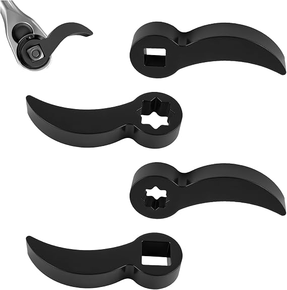 IHOTDER 4PCS Bull Horn Pry Bar Wrench Adapter Set,Adjustable Multi Angle Wrench Adapter with 1/2" Drive & 3/8" Drive,4-Point & 8-Point Ratchet Pry Bar Attachment as CV Axle Removal Tool