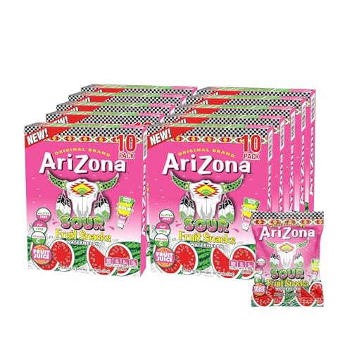 AriZona Fruit Snacks, Mixed Fruit - 10 Boxes of 10 ct. 0.9oz Bags Total 100 ct. 0.9oz Bags - Gluten Free - Gummy Chews