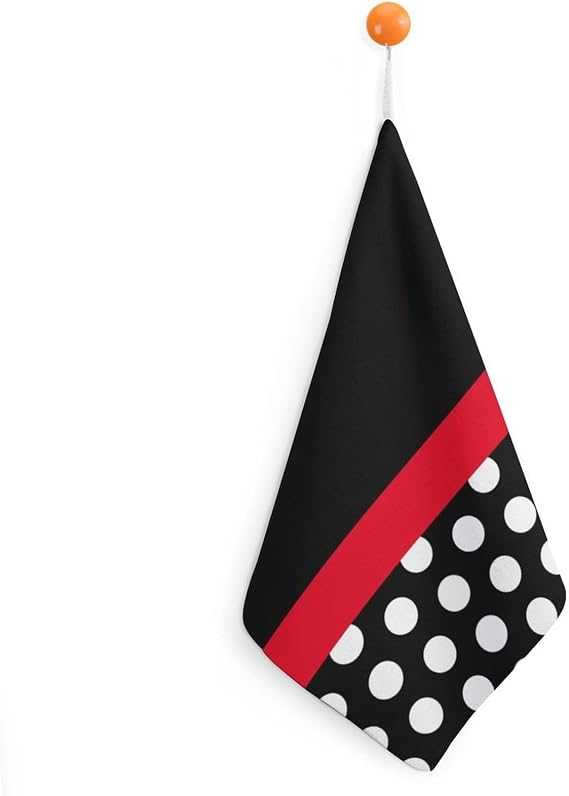Ultra Soft Hand Towels, Red Classic Black White Polka Dot Dish Towels Absorbent Hand Bath Towel for Bathroom, 12" X 12"