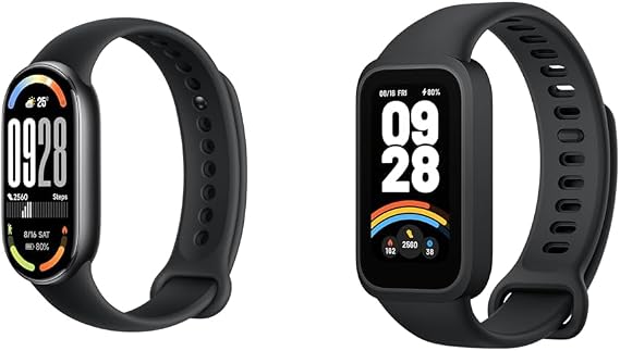 Xiaomi Smart Band 10 Smart Watch, 1.72 Large Screen Experience, 21 Days of Continuous Use, 1,500 nits Brightness, Visibility, Enhanced Swimming Modes, Equipped with 9 Axis Motion Sensor, Sleep Monitoring Upgrade, Midnight Black + Smartwatch, Xiaomi Band 9 Active, 18 Days of Continuous Use, 1.47 Inch TFT Display, Black