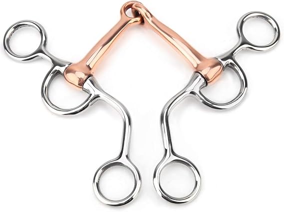 Horse Snaffle Chew, Stainless Steel Ing Bit Copper Training Jointed Bits Jointed Month French Link Loose Racing Accessory Bits for Horses