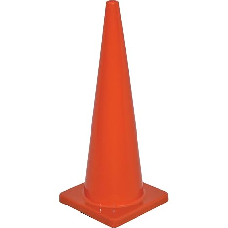 Global Industrial 36"H Non-Reflective PVC Traffic Cone, Solid Orange Cone