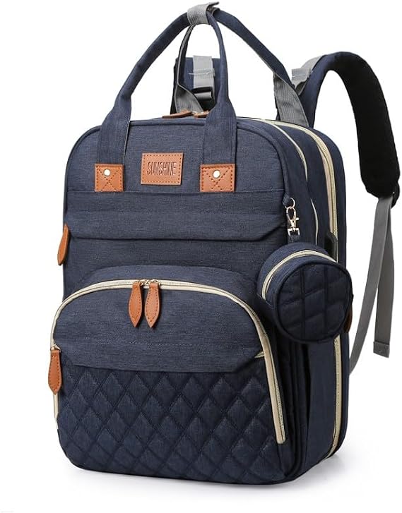Diaper Bag Backpack, Multifunction Travel Diaper Bags, Mommy Bag, Waterproof, Large Capacity, Stylish and Durable (Backpack-Navy Blue)